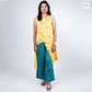 Yellow Satin Organza Bird Embroidered Asymmetric Kurta Set