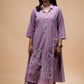 Lilac Giraffe Embroidered Kurti with Pants