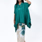 Green Poncho Top with Floral Pants Set