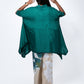Green Poncho Top with Floral Pants Set