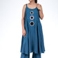 Teal Blue A-Line Mirror Work Kurti with Pockets