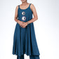 Teal Blue A-Line Mirror Work Kurti with Pockets