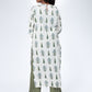 Ivory Green Handblock Printed Kurta with Mirror Work Neckline