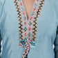 Aqua Embroidered Kurti Set