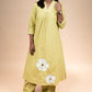 Neon Green Floral Applique Kurta Set