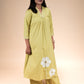 Neon Green Floral Applique Kurta Set