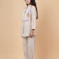 Beige Floral Embroidered Jute Co-Ord Set