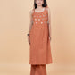 Rust-Orange Mirror Embroidered Kurta Set