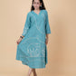 Teal Elephant Embroidered Kurta Dress