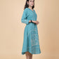 Teal Elephant Embroidered Kurta Dress