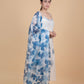 Off White & Blue Floral Mirror Work Kurta Set