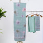 Grey Blue Linen Cotton Pastel Floral Suit Set