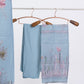 Aqua Blue Linen Cotton Pastel Floral Suit Set