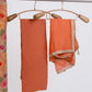 Hand-Embroidered Tissue Suit Set with Chiffon Dupatta - Orange
