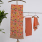 Hand-Embroidered Tissue Suit Set with Chiffon Dupatta - Orange