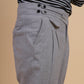 Men's Light Grey Pleated Pants with Overlap Waist Detailing