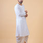 Men's White Cotton Kurta with Silk Dhoti Pants