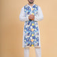 Men's Digital Printed Paneled Kurta with Cotton Straight Pants