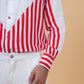 Men's Red & White Striped Cotton Shirt