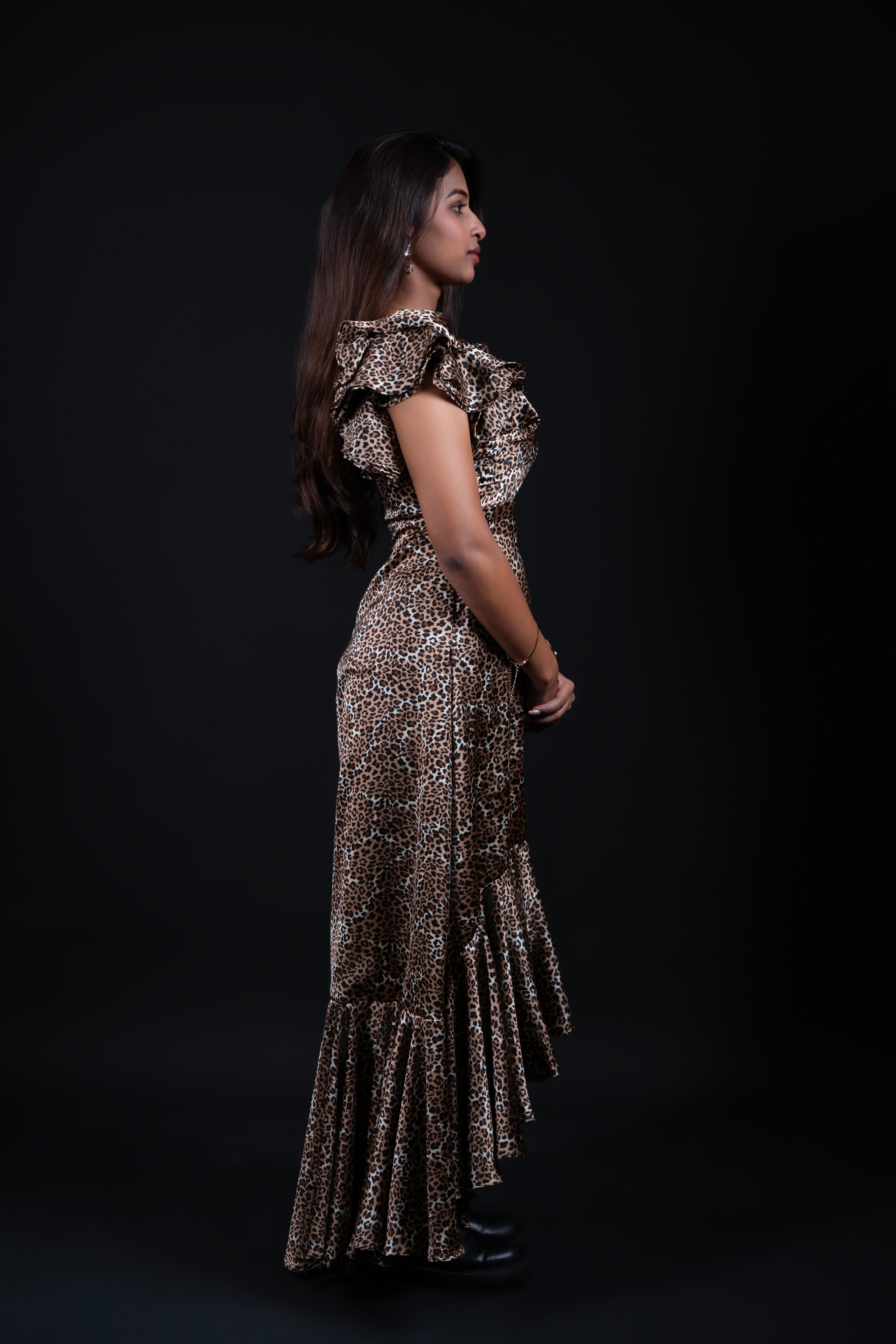 Leopard Print Ruffle Dress