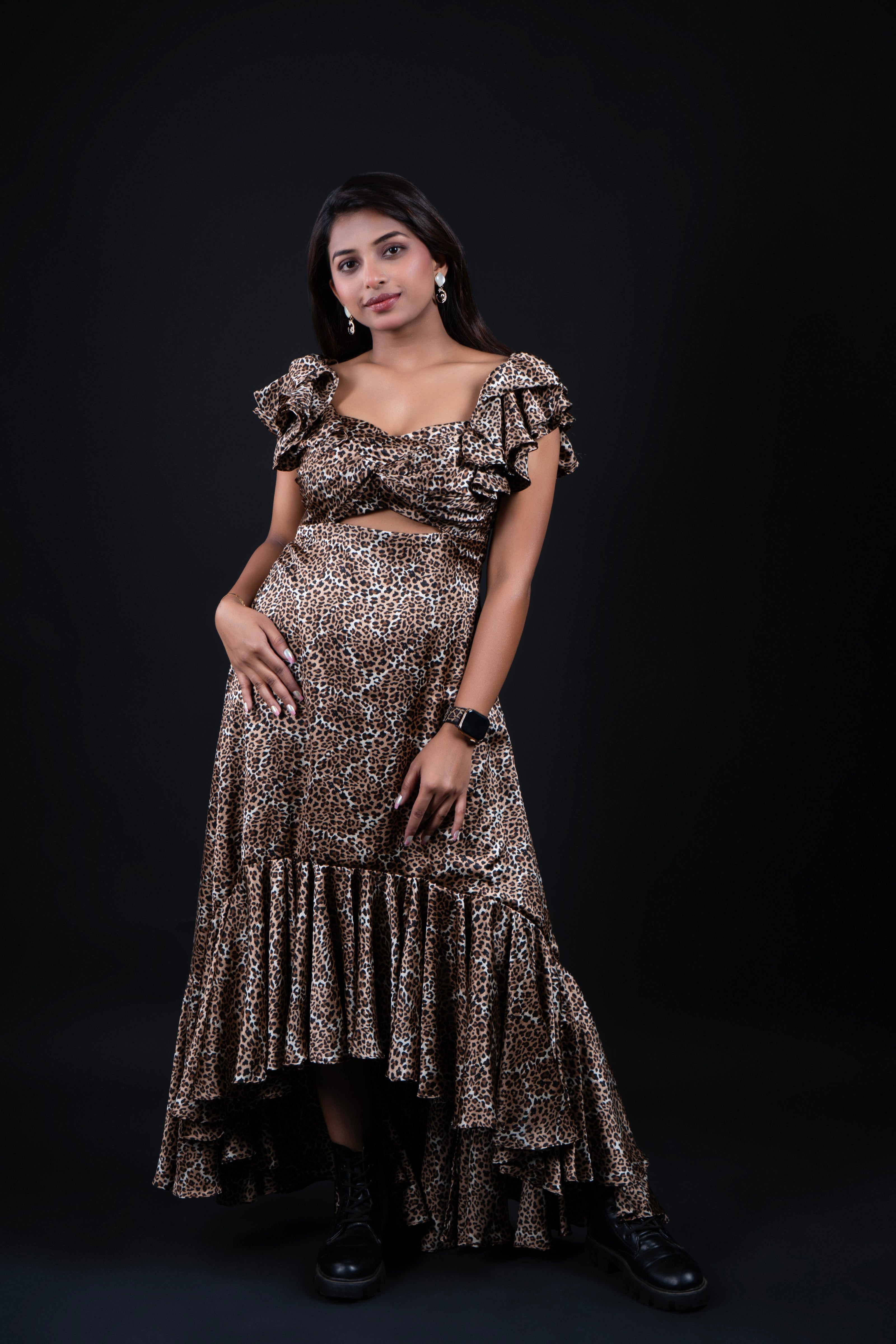 Leopard Print Ruffle Dress