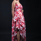 Red Floral Convertible Gown with Adjustable Length Strings