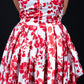 Red Floral Convertible Gown with Adjustable Length Strings