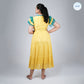 Yellow Satin Organza Dress with Blue Kota Pleated Yoke