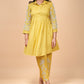 Yellow Pintuck Embroidered Kurta Set