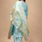 Aqua Blue and Lemon Yellow Handblock Printed Kurta Set