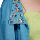 Blue & Lime Green Kota Fabric Dress with Intricate Bird Embroidered Jacket