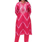 Pink Tie-Dye Collar Kurta Set