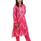 Pink Tie-Dye Collar Kurta Set