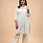Cream Floral Applique Kurta Set