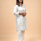 Cream Floral Applique Kurta Set