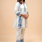 Off-White Mirror Work Kurta Set with Floral Panels