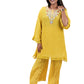Yellow Floral Embroidered Kurta Set with Pants