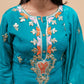 Teal Blue Embroidered Kurta Set with Sharara Pants