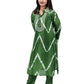 Green Tie-Dye Collar Kurta Set