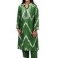 Green Tie-Dye Collar Kurta Set