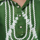 Green Tie-Dye Collar Kurta Set