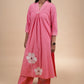 Pink Floral Applique Kurta Set
